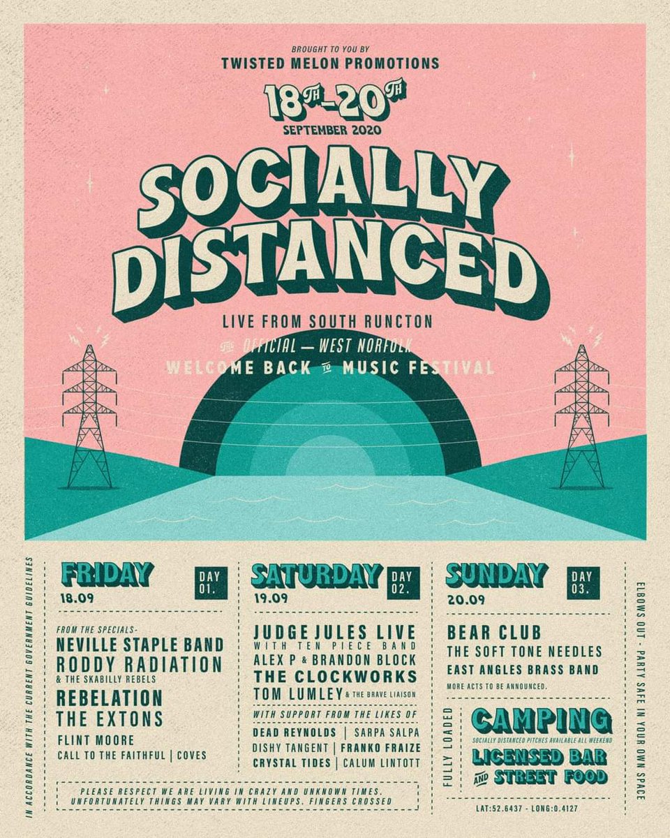 Will we see you later? We damn well hope so!!! STAY IN YOUR BUBBLE 👯‍♂️ #SociallyDistanced #festival @TwistedMelonUK @Theextonsmusic @CTTFband @rebelationuk @SamJLance @NevilleStaple