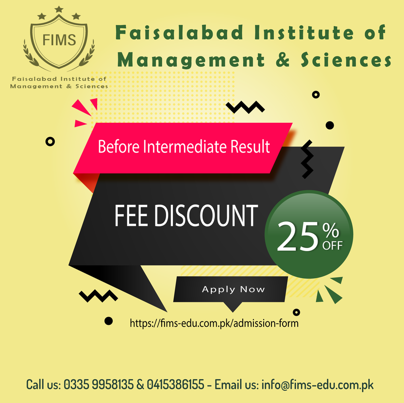 FIMS07633147's tweet photo. 25% discount in fee if you register before Intermediate Result
.
.
.
.
.
.
.
#FIMS #College #Study #Career #Education #FaisalAbad
#Students #DPT  #BSCS #BSIT #BSMLT #BS #BIOCHEMISTRY
#Admissions #BBA #AppliedChemistry #BSOTT
#BSRIT #HNDNutrition #GCUF  #Scholarships #discount https://t.co/rAkYd389eo