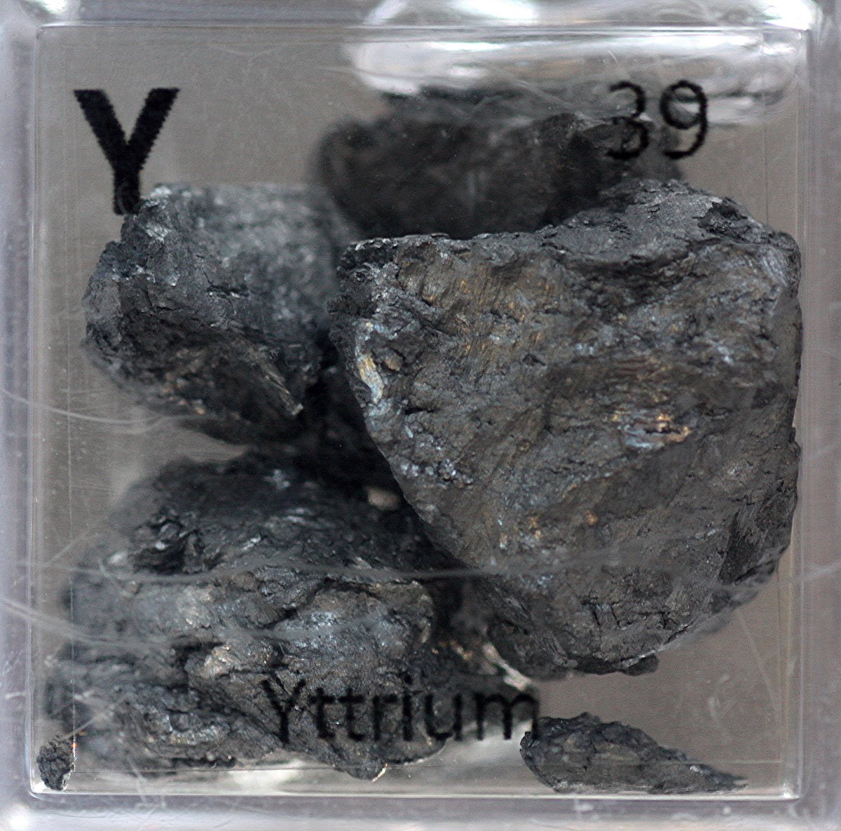 Yttrium  #elementphotos. White powder is yttrium oxide (Y2O3).