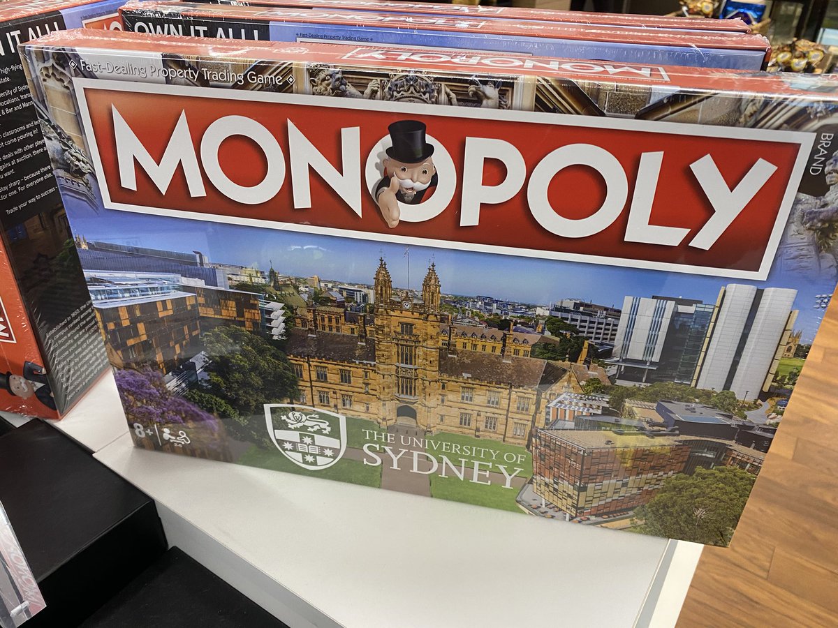 Toby_Fitch's tweet photo. The levels of irony in this have broken me. @Sydney_Uni Management have put so much money into new buildings and advertising at the expense of precarious staff and student education, and now they’re just flaunting it by developing a fucking Monopoly game, for sale on campus: https://t.co/Go3vsQP10S