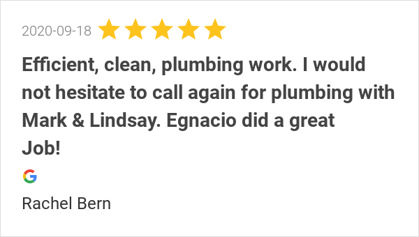 New 5.0-star Review: "Efficient, clean, plumbing work. I would not hesitate to call again for plumbing with Mark...