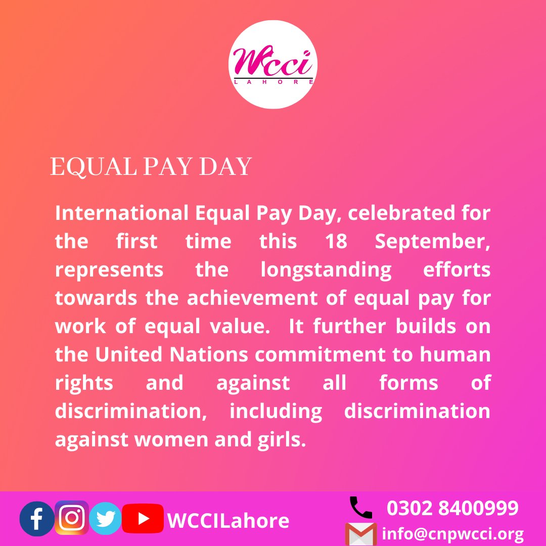 WCCILAHORE1's tweet photo. #EqualPayDay #Equality #EqualityForAll #EqualPay https://t.co/EkE6LFV52h