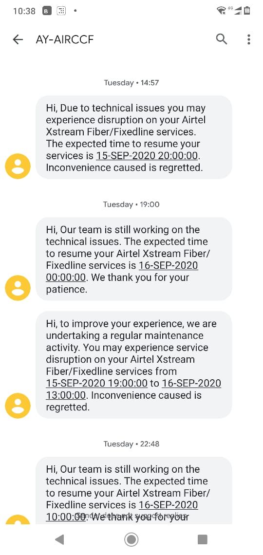 GazalRahul's tweet photo. Sick and Tired of your service @airtelindia @Airtel_Presence 
Our work has affected so bad that we have to get a new connection from another telecom company. Which will take another couple of days. Bad Bad Experience AIRTEL !! https://t.co/2LpRBJQ3kK