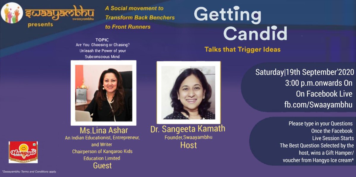 linaashar's tweet photo. Join me on #GettingCandid with Dr. Sangeeta Kamath as we talk about 'Are you choosing or chasing? Unleash the power of your subconscious mind' on Saturday 19th September, at 3 PM. Link: https://t.co/KK98coh8tR https://t.co/wx0jcIcQPH