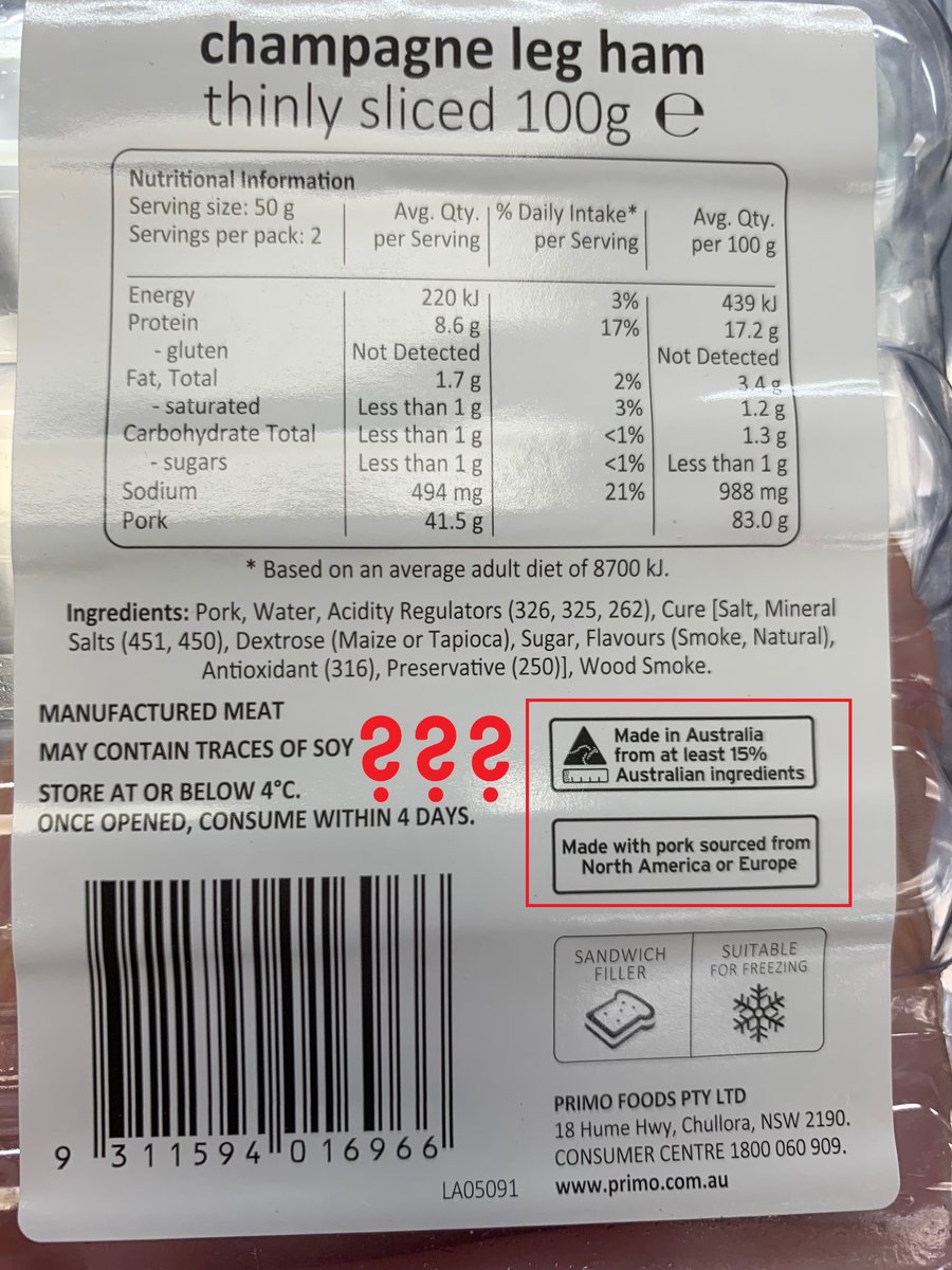 MoveTheWorldAU's tweet photo. Our country of origin laws are currently being reviewed. You deserve to know where the ham and bacon has come from. And that it is not supporting lower-welfare food systems overseas. Clear pork labels let shoppers make more informed choices at the checkout.
#MysteryPork https://t.co/H2PBVE9ES3