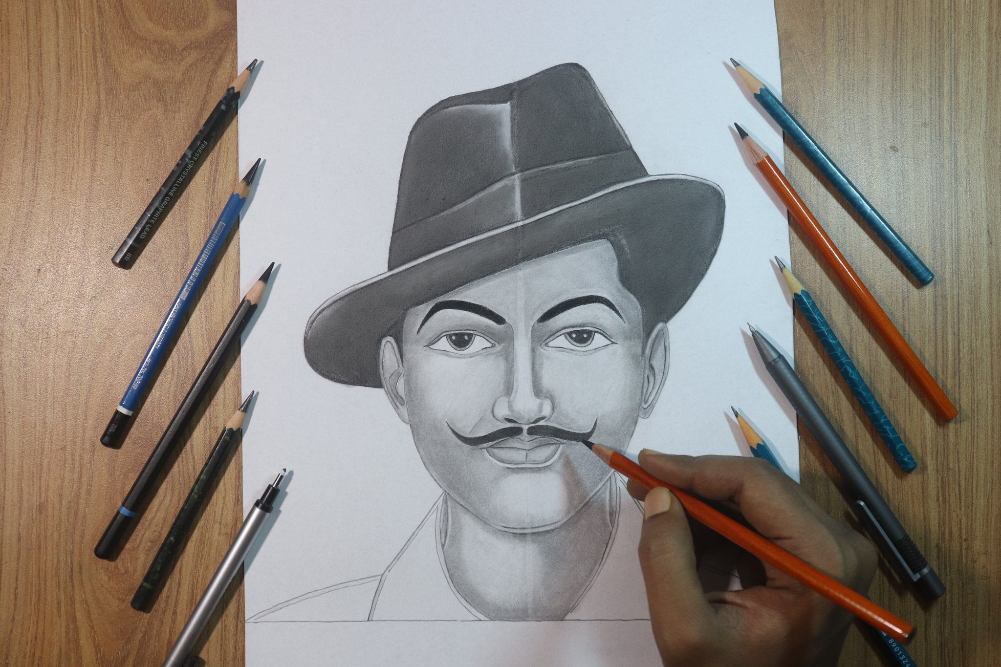 Pencil Sketch Of Shaheed Bhagat Singh  DesiPainterscom