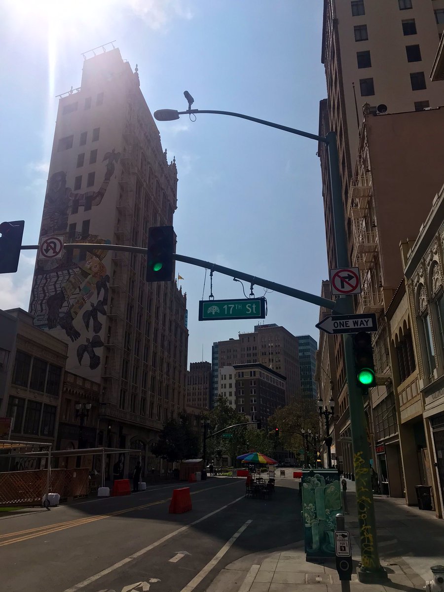 Looking southbound on Telegraph Avenue from the west side of 17th Street on Thursday, September 13, 2020 in Oakland, California