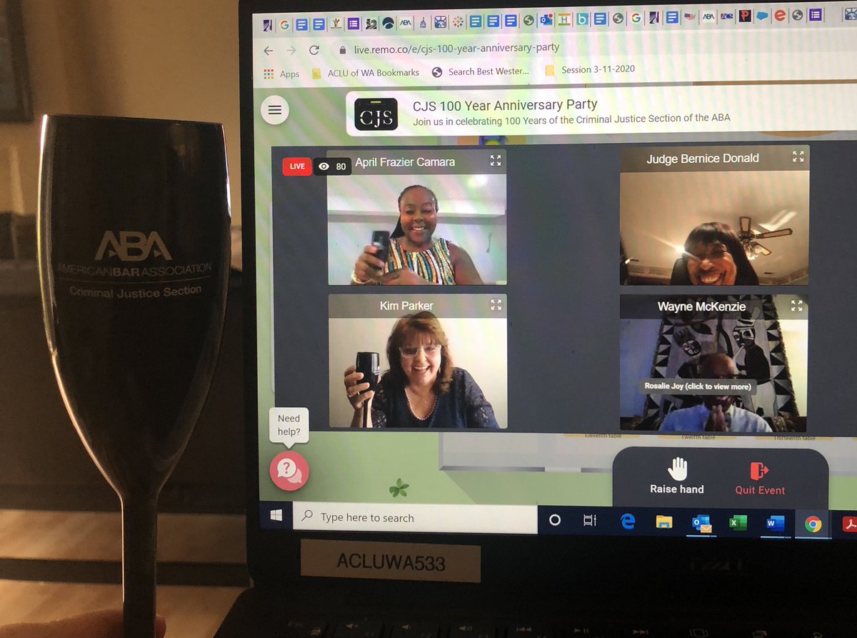 HawkJaime's tweet photo. Virtual celebration of the 100th Birthday of @ABACJS on Constitution Day. Excited for the leadership of @april_camara as we work to protect the Constitution and make its promises a reality for everyone. #CJS100 https://t.co/WKh0WNG0AK
