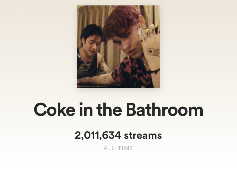 TheSpaceManZack's tweet photo. Btw Coke In The Bathroom hit 2 million plays on spotify yesterday! Thank yall❤️❤️❤️❤️❤️ https://t.co/oBwZQ6nvFT