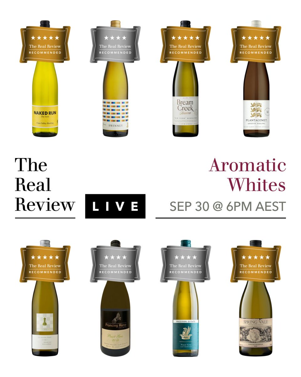 The Real Review (@therealrvw) on Twitter photo #TheRealReview LIVE: Aromatic Whites with <a href="/HuonHooke/">Huon Hooke</a>, on WEDNESDAY, Sep 30, 6pm AEST. Register FREE for virtual tasting & buy wines from wineries: therealreview.com/cellar-door-to… <a href="/NakedRunWines/">Naked Run Wines</a> <a href="/swinneywines/">Swinney</a> <a href="/BreamCkVineyard/">BreamCreekVineyard</a> <a href="/PlantagenetWine/">Plantagenet Wines</a> <a href="/thepawnwineco/">The Pawn Wine Co.</a> <a href="/PalliserWines/">Palliser Wines</a> <a href="/springvalewines/">Spring Vale Tasmania</a> #TheRealReview LIVE: Aromatic Whites with <a href="/HuonHooke/">Huon Hooke</a>, on WEDNESDAY, Sep 30, 6pm AEST. Register FREE for virtual tasting & buy wines from wineries: therealreview.com/cellar-door-to… <a href="/NakedRunWines/">Naked Run Wines</a> <a href="/swinneywines/">Swinney</a> <a href="/BreamCkVineyard/">BreamCreekVineyard</a> <a href="/PlantagenetWine/">Plantagenet Wines</a> <a href="/thepawnwineco/">The Pawn Wine Co.</a> <a href="/PalliserWines/">Palliser Wines</a> <a href="/springvalewines/">Spring Vale Tasmania</a>