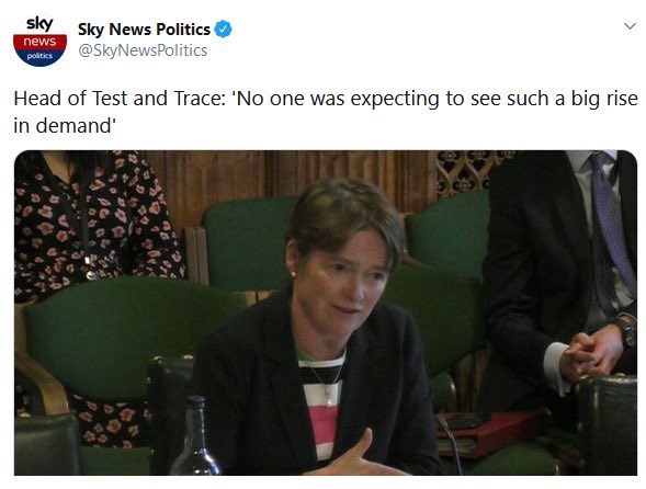 Dido Harding is an idiot, a liar, or both.
“Who could *possibly* expect reopening pubs, restaurants, schools, universities & workplaces right in time for cold/flu season would trigger a surge in demand?!”
They knew full well. They just don’t give a shit.
🤦🏾♀️ https://t.co/f0gvG3kynr