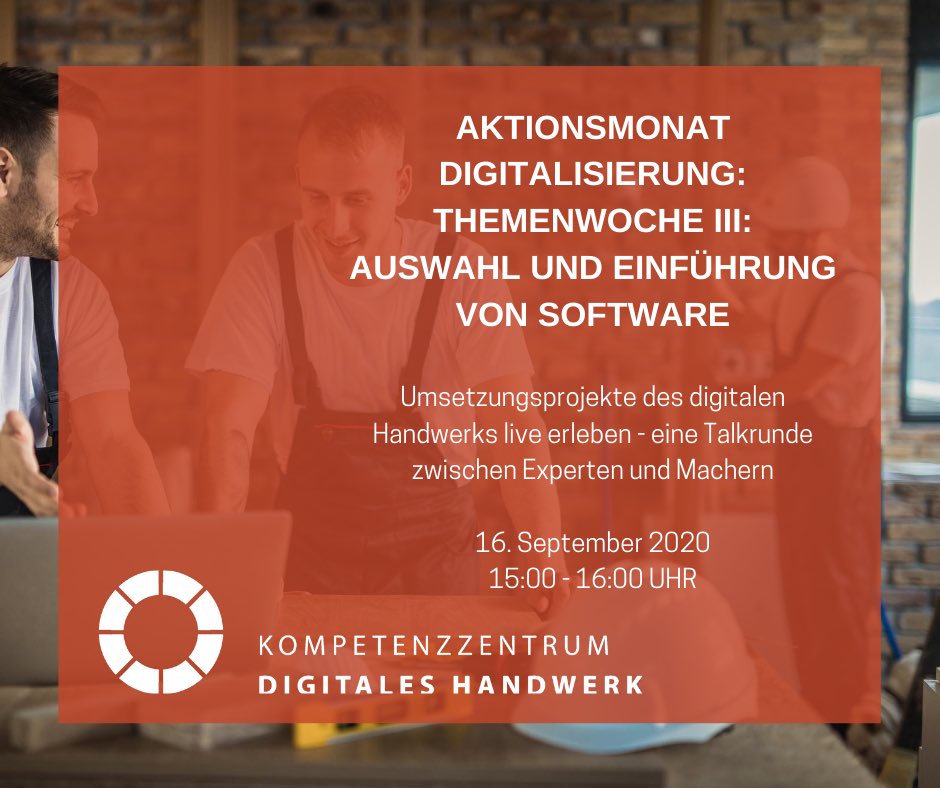 #Prozessmanagment sollte man nicht einfach mal so im #Handwerk machen! Es braucht die richtigen Strukturen im Betrieb, damit es zum Erfolg wird! In meinem Web-Seminar am Montag zeige ich euch wie man diese aufbaut! Anmeldung: kompetenzzentrum-hamburg.digital/termine/event/… #Digitalisierung <a href="/HaWe_Digital/">Mittelstand-Digital Zentrum Handwerk</a>