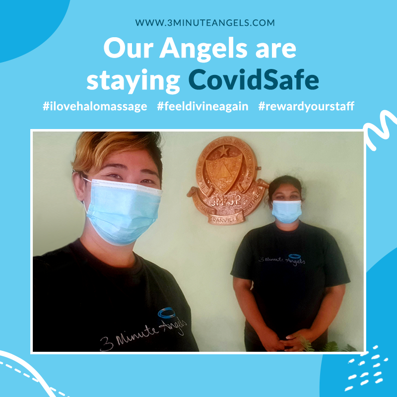 3MinuteAngels's tweet photo. Relax and enjoy #HaloMassage without any worries. 😇 Book your Angels today: https://t.co/E5po6VWyyQ or call us at 1300 662 022 for more info
#3MinuteAngels #Angels #corporatemassage #eventmassage #COVIDSafeAngels #newnormal #FeelDivine #DivineState #relaxday #wellnessday https://t.co/Cem0wW2cNR