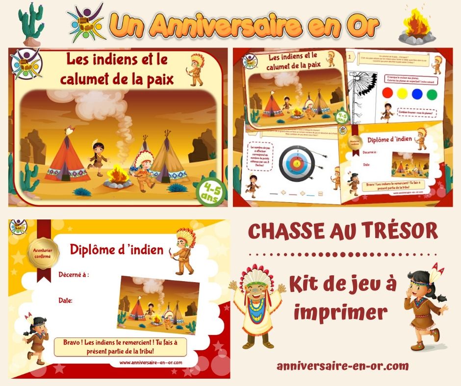 Les indiens vous attendent pour une grande aventure: indices, énigmes et défis pour jouer AUTREMENT en famille ou entre amis à la maison!
anniversaire-en-or.com
#chasseautrésor #indien #enfant #jeu #anniversaire #animation #activité #famille