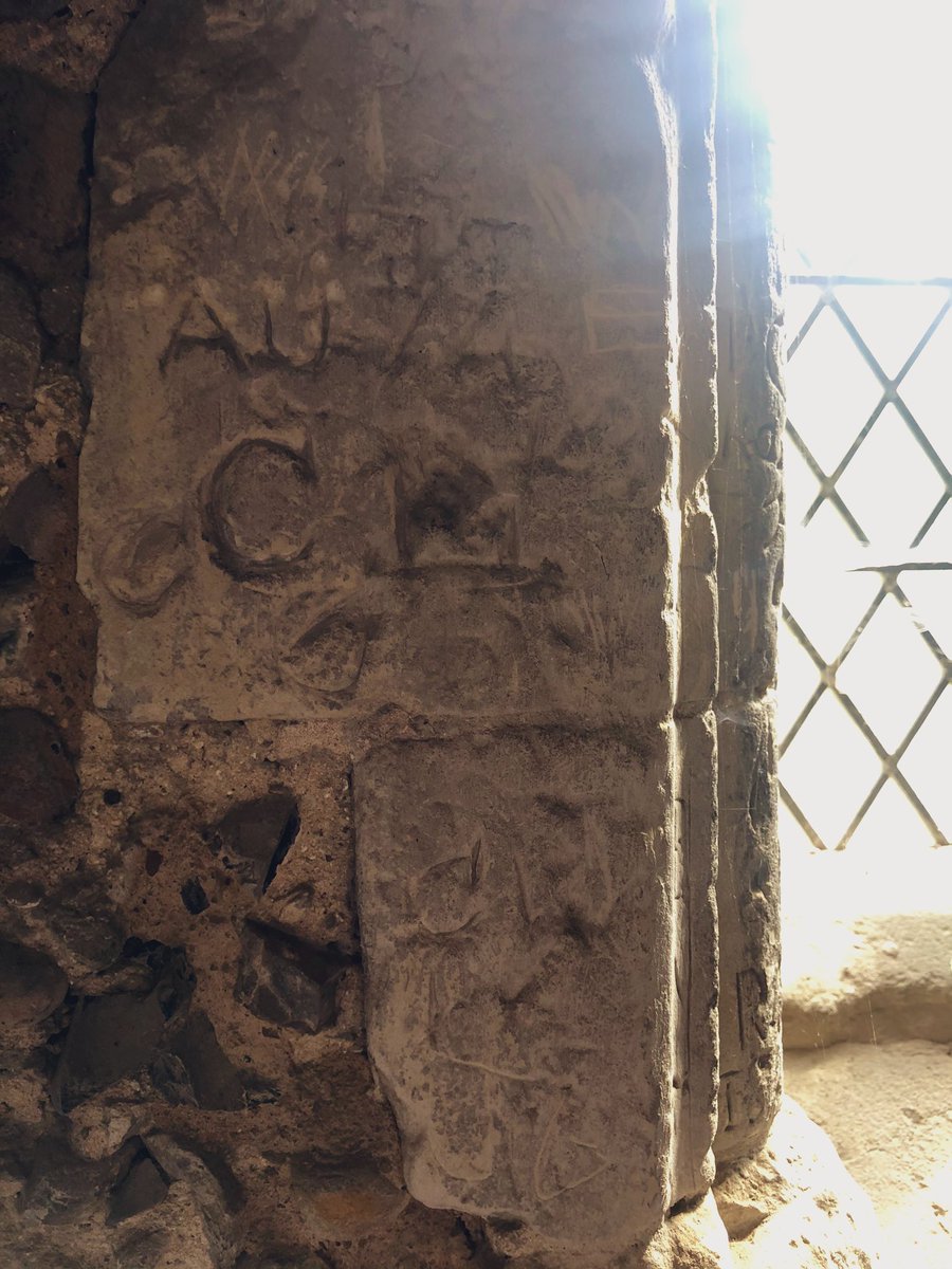 RachelsTales's tweet photo. Beautiful Longstanton church is a thatched treasure! It’s porch is crammed full of graffiti. Look 👀 it’s a windmill!! #graffiti #churchcrawling https://t.co/2GKNcVd7zy