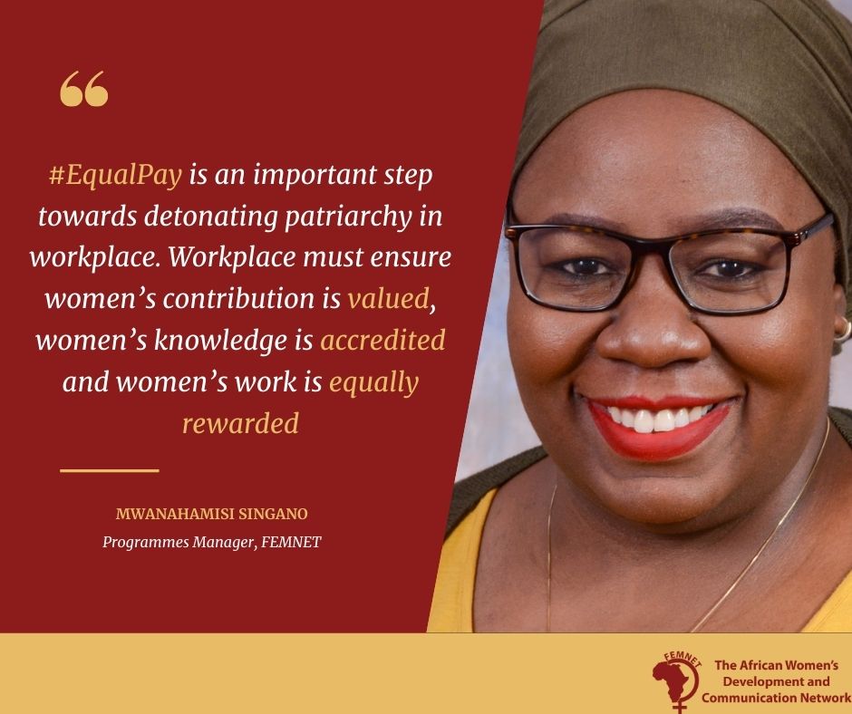 MSalimu's tweet photo. Workplace must ensure 
Women's contribution is valued 
Women's knowledge is accredited 
Women's work is equally rewarded
- @MSalimu 
#EqualPayDay https://t.co/Zzry0atevJ