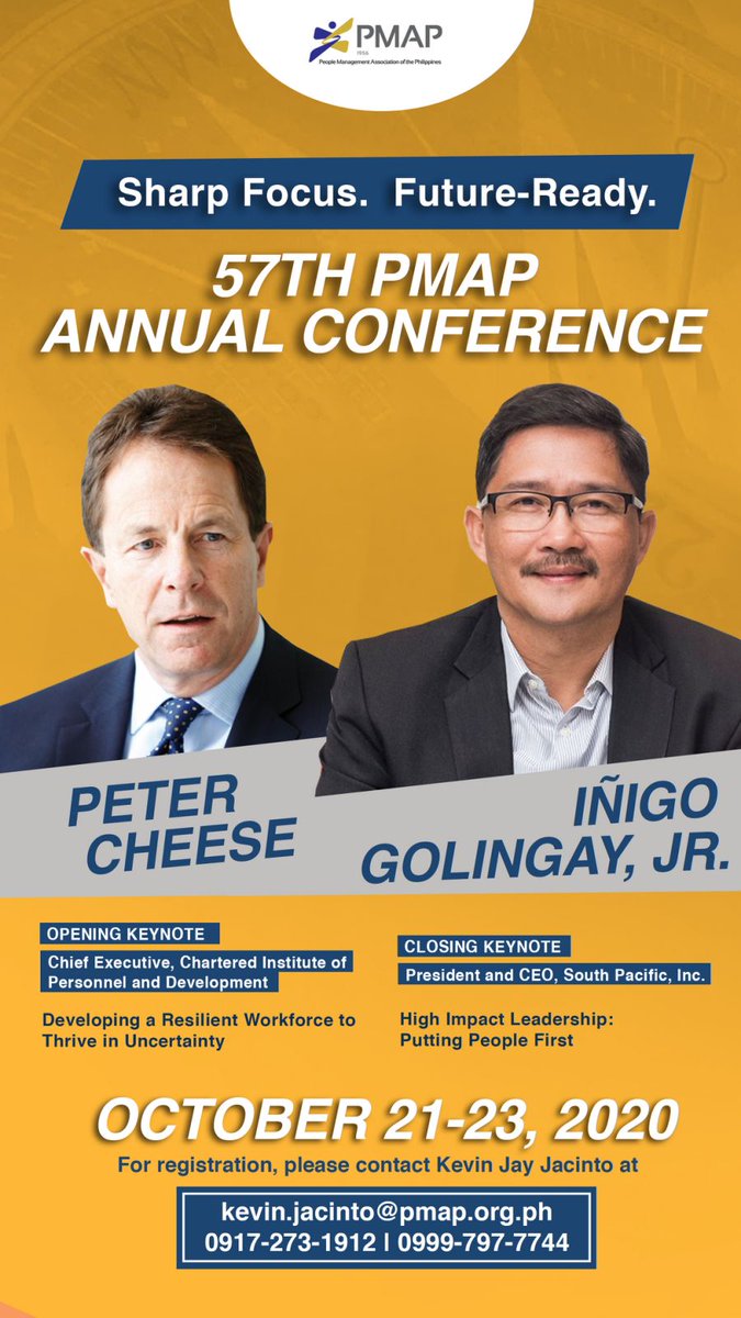 PMAP1956's tweet image. For registration and more information, visit annual-conference.pmap.org.ph or reach us below:

Registration:
Kevin Jay Jacinto
kevin.jacinto@pmap.org.ph
0917-273-1912 | 0999-797-7744

Sponsorship:
Alexander Guinto
alexander.guinto@pmap.org.ph
0975-592-9863

#PMAP2020
#SharpFocus