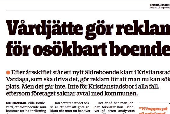 Det här blir riktigt spännande: Kommer demenssjuka kristianstadsbor att tillåtas välja det nya fräscha äldreboendet, eller svarar kommunen med förbud? Premiär för säsong 1 i den möjliga långköraren "Villa Boulevard" <a href="/Vardaga_/">Vardaga</a> <a href="/SPFSeniorerna/">SPF Seniorerna</a>