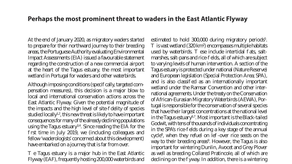 •LACK OF DATA•TECHNICAL ERRORS•ADOPTION OF SUBJECTIVE CRITERIAThe Environmental Impact Study that preceded the issuing of the environmental permit has been heavily criticized.More at  https://www.waderstudygroup.org/article/13804/  #conservation  #biodiversity[11/12]