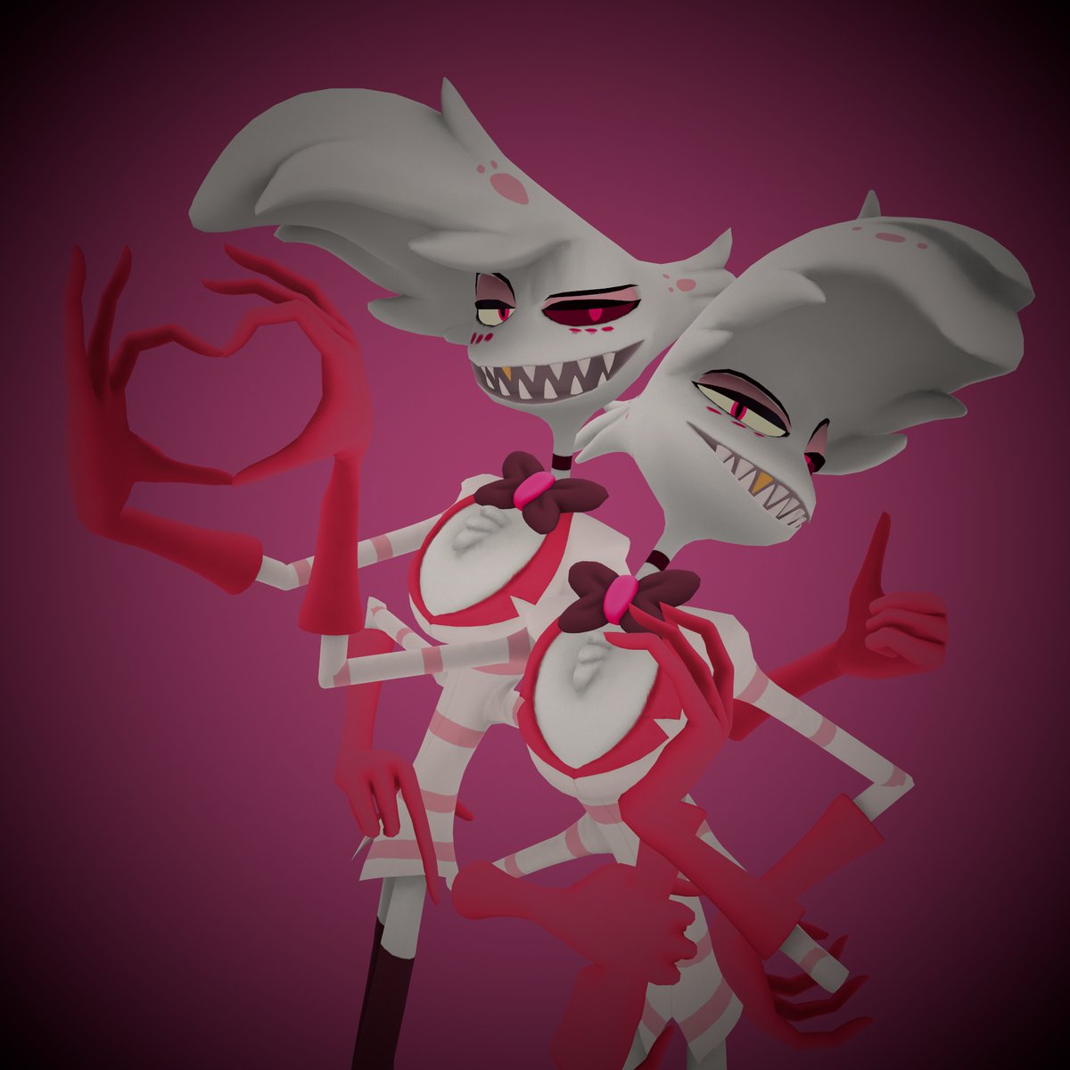 3dBumbleLord's tweet photo. I'm happy to announce I've finalized my Angel Dust 3d model for everyone to use. To utilize the model to its fullest you will want to download the corresponding vertex animation you are interested in (Original/Alternate). Have fun! 

 >>> https://t.co/CZ3DJm15rG

#HazbinHotel #3d https://t.co/XK5qC53n9w