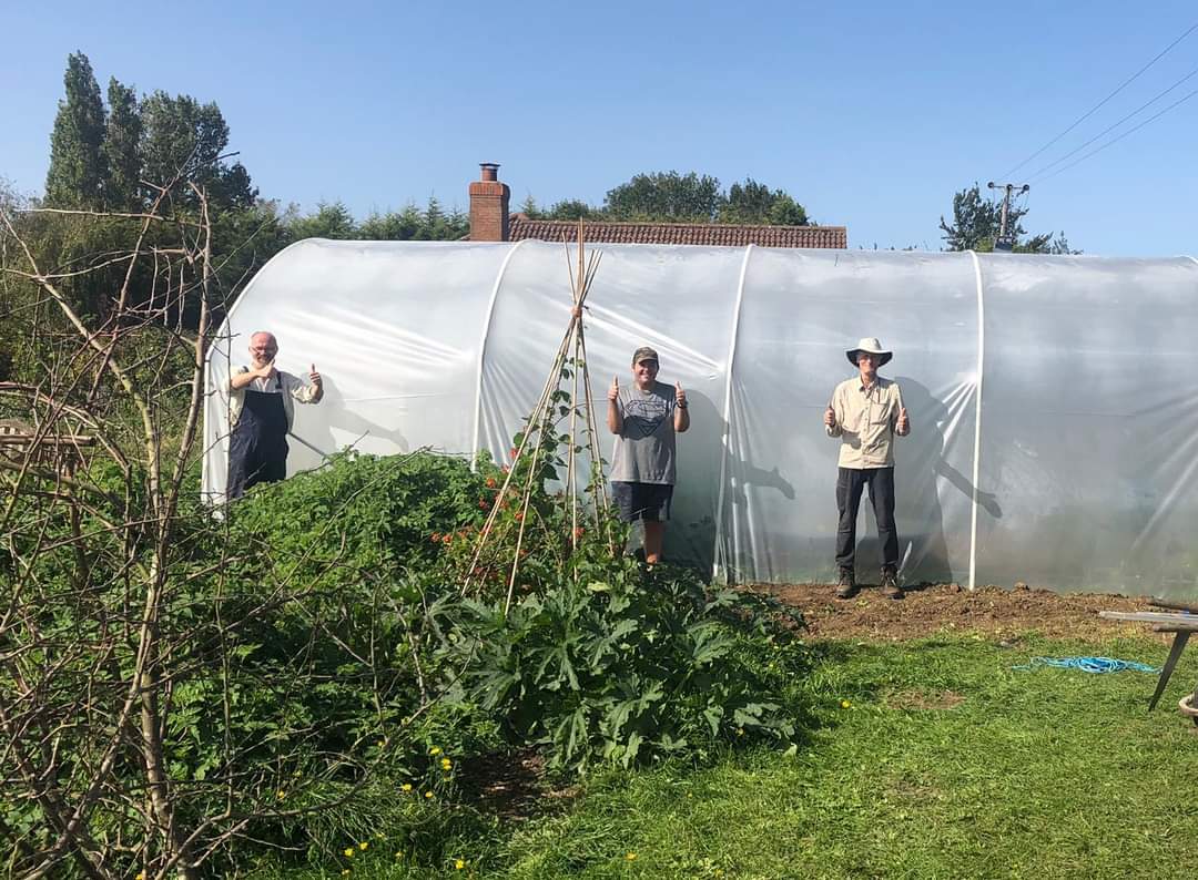 Headway_Cambs's tweet photo. Huge thanks to Chris, Andrew, David, Graham,Linda &amp; all the fab people at Grow, Share, Eat for helping get the new skin on the polytunnel! 

The polytunnel was destroyed in January by Storm Ciara but thanks to the group's hard work @FenEndFarm it's ready in time for Autumn 🌱🍂 https://t.co/4WTXMn8ElL