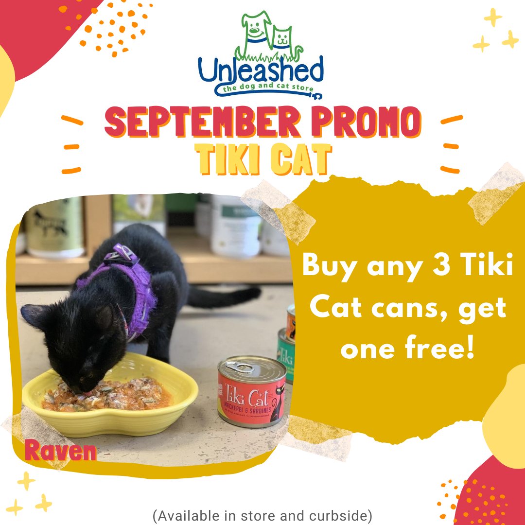 Unleashed_SH's tweet image. This September, all @Tiki_Pets cat cans are buy 3, get one free at @Unleashed_SH! This product is Raven tested, and Raven approved! 😺👍
#shoplocalraleigh #dogs #unleashedthedogandcatstore #petsofthetriangle #cats #unleashedstonehenge