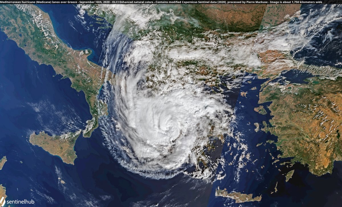 Satellite image of Medicane Ianos over Greece. Copernicus/Pierre Markuse