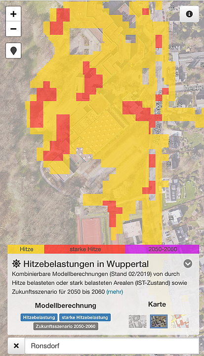 OpenData_Wtal's tweet photo. Jetzt online: Mobilfähige #TopicMap #Hitze-Belastungskarte #Wuppertal mit IST-Zustand und Zukunftsszenario für 2050-2060: https://t.co/PuHqiaAogT,
Modellierung durch Firma K.PLAN im Auftrag der Stadt, Gutachten unter https://t.co/AtUY16GP2F
(ST) https://t.co/QTPrxviCCO