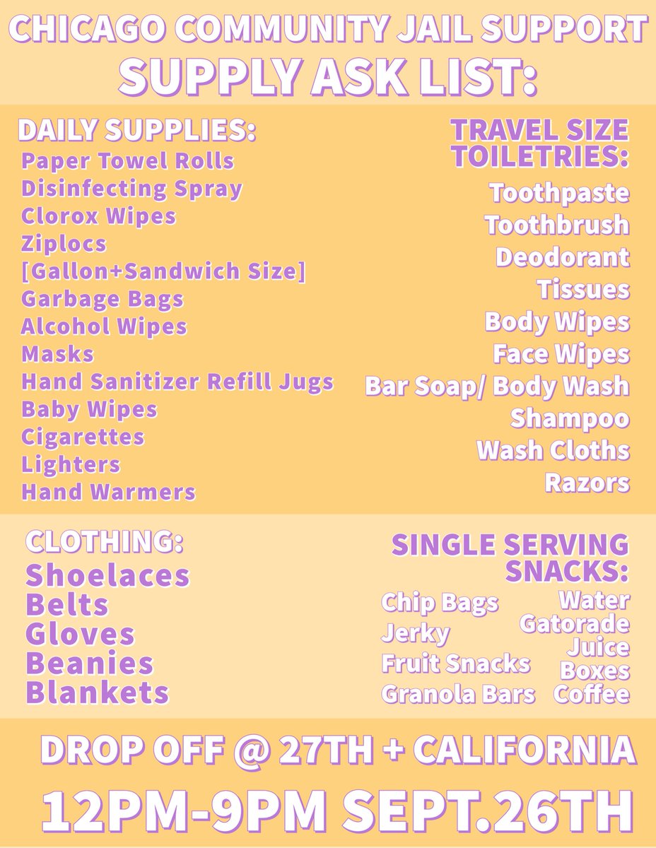 a BBQ to support &amp; celebrate the 118 day (and counting!) mutual aid effort happening at Cook County Jail. Come out and celebrate the community created by volunteers, take up space, and spread joy &amp; healing outside CCJ. pop out!! 💜