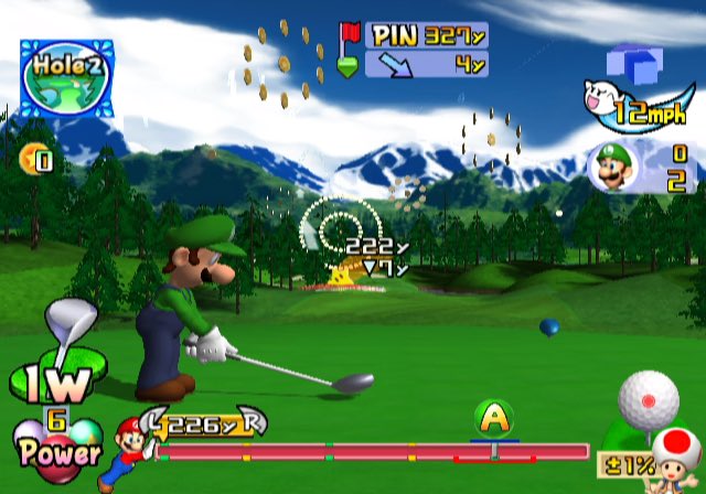 Mario Golf: Toadstool Tour (2003) They take their apperance from Mario 64 and used for Coin Attack in where you must obtain as much as you can before hitting a par or below. Since its the Mario 64 coin design, gotta give it a 8/10.