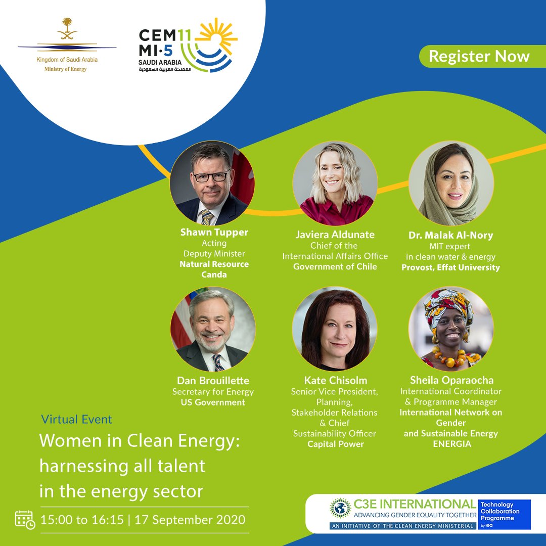 CEM11MI5KSA's tweet photo. We had a great discussion yesterday in a side-event side about "#Women in #CleanـEnergy". The key topic of discussion was on increasing participation of women in the energy sector.
 #CEM11MI5 https://t.co/zlGudPVsyg
