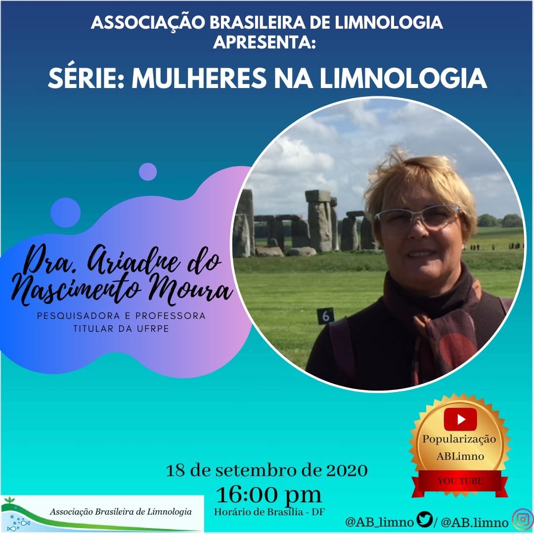 AB_limno's tweet photo. Dando continuidade à Série de Lives “Mulheres na Limnologia”, na próxima sexta-feira dia 18/09 às 16h teremos a participação da Profa. Dra. Ariadne do Nascimento Moura, professora titular da UFRPE.
Link: https://t.co/IS8IX3dQ2u
#ablimno #limnologia #mulheresnaciencia #limnology https://t.co/ImcNfbZ8J2