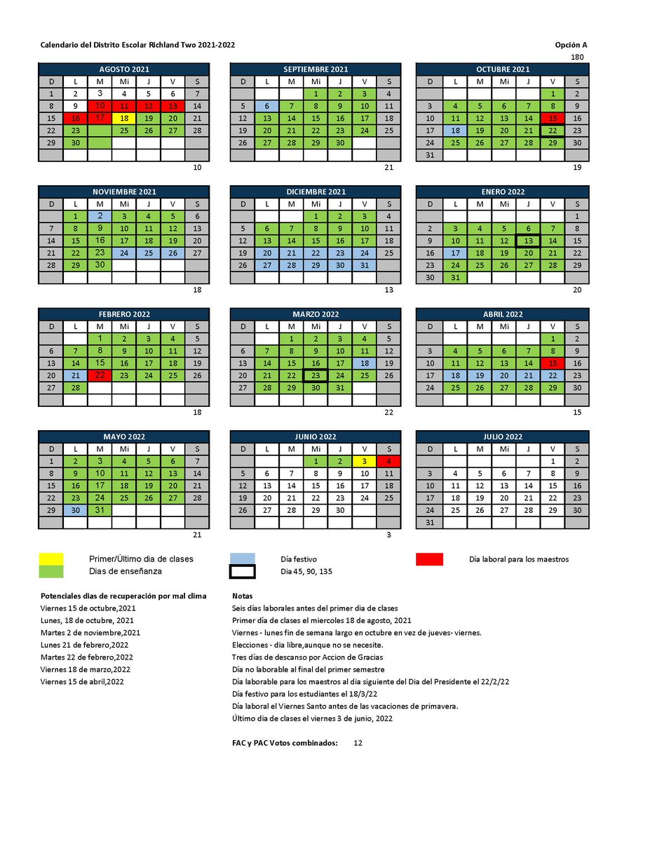 Richland One Calendar Printable Word Searches