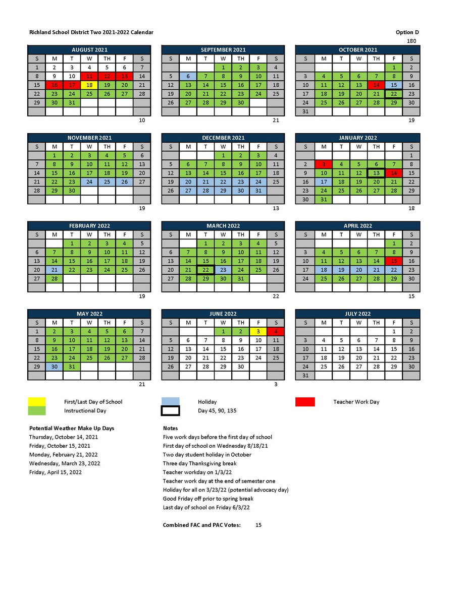 RichlandTwo's tweet photo. Richland Two family, we need your help! 
The drafts of the 2021-2022 school year calendar are here. Families will have a chance to vote for their favorite on a survey coming Sept. 20. https://t.co/Lui3smZbZ4
