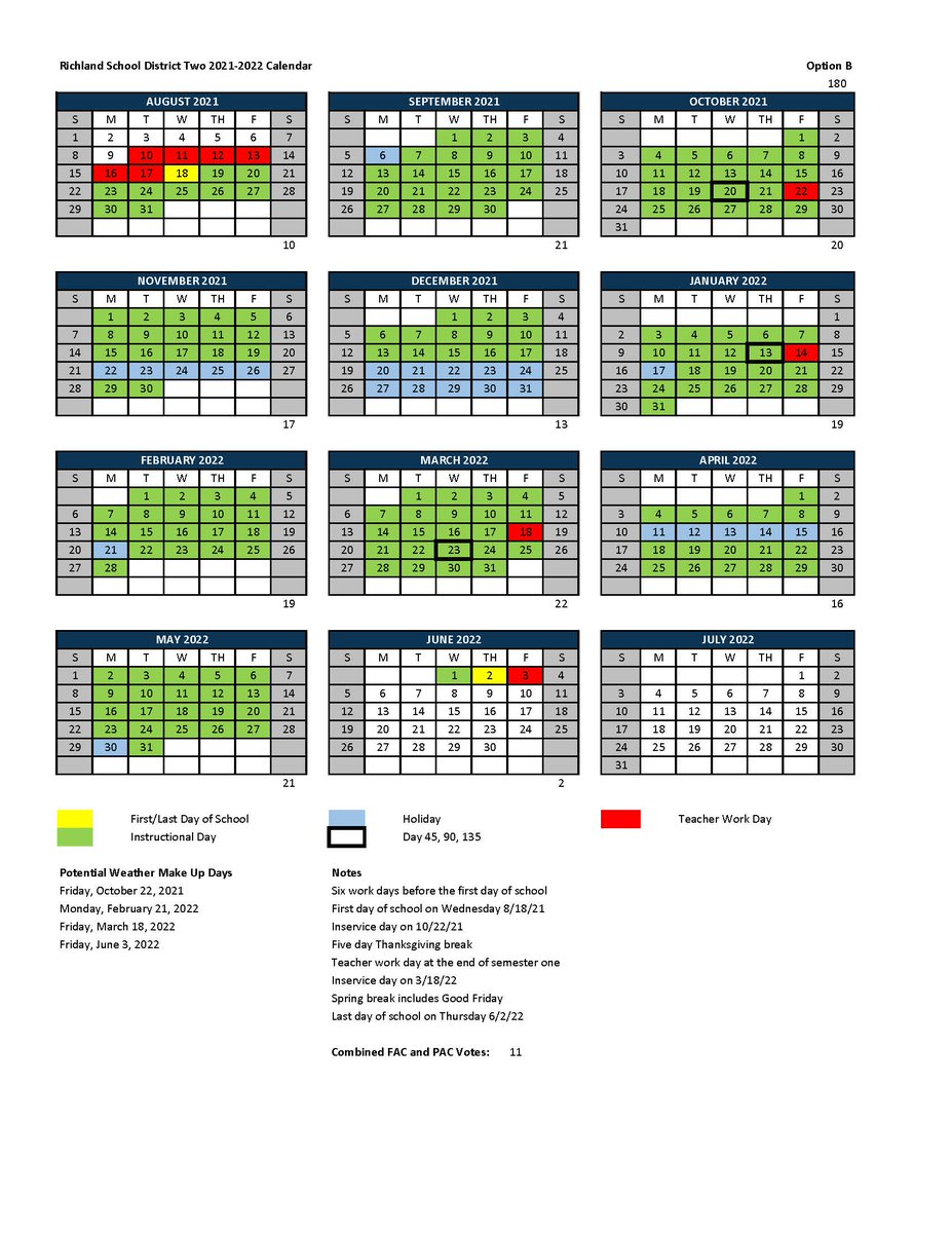 RichlandTwo's tweet photo. Richland Two family, we need your help! 
The drafts of the 2021-2022 school year calendar are here. Families will have a chance to vote for their favorite on a survey coming Sept. 20. https://t.co/Lui3smZbZ4