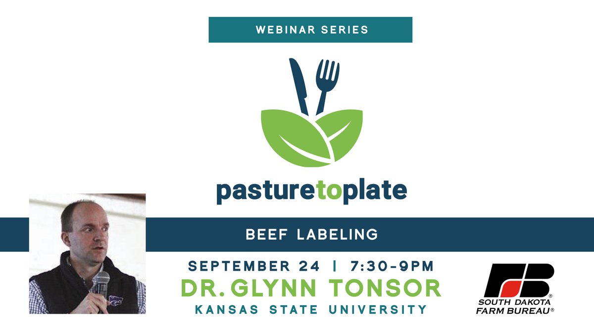 SDFarmBureau's tweet photo. Everything Labeling is the topic of the next Pasture to Plate Webinar - register today at https://t.co/TdCkytE9vz https://t.co/w52TQDb8CA