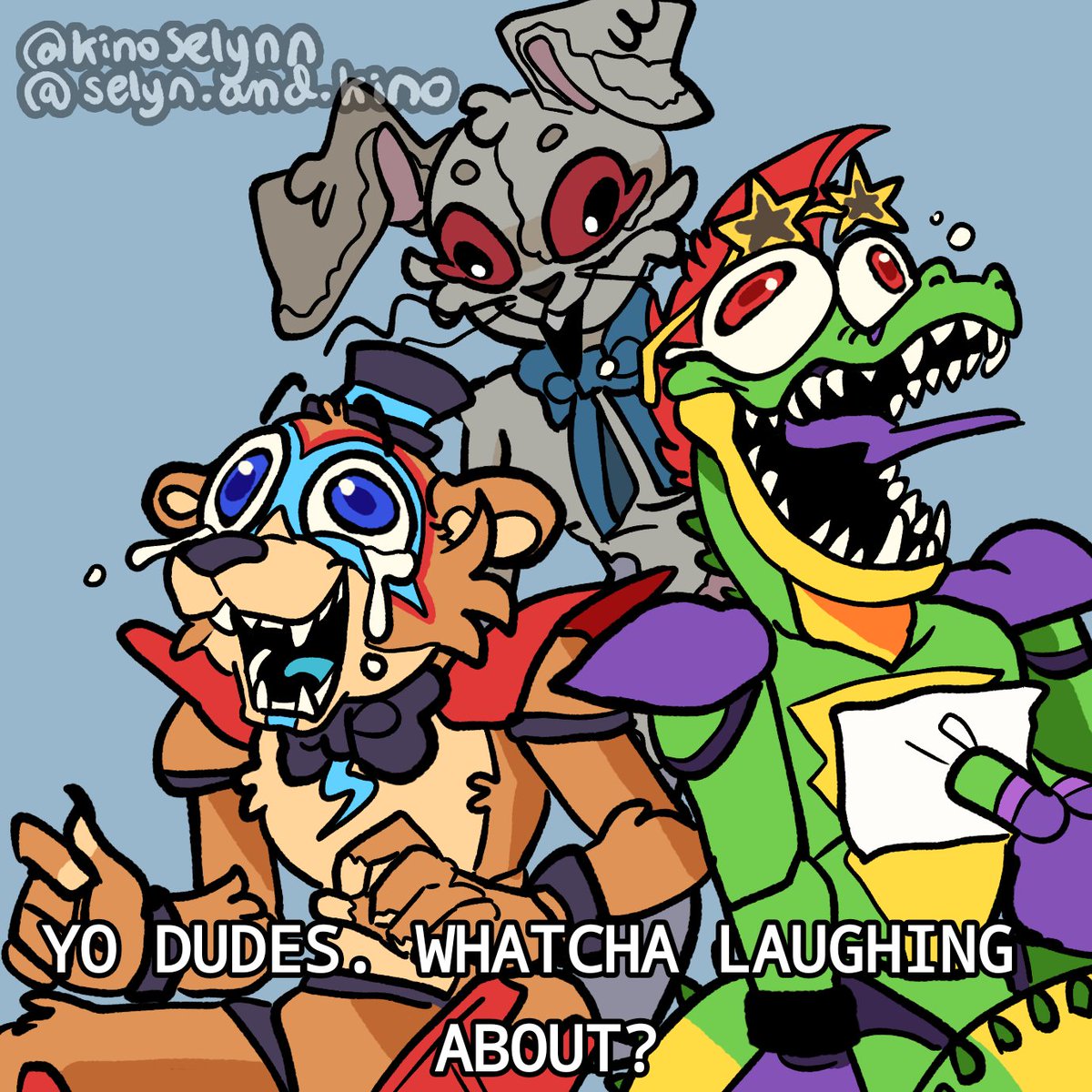 KinoSelynn's tweet photo. the trailer has given us more meme oportunities.

#fnaf #fivenightsatfreddys #fivenightsatfreddyssecuritybreach https://t.co/ypbo5ATCIW