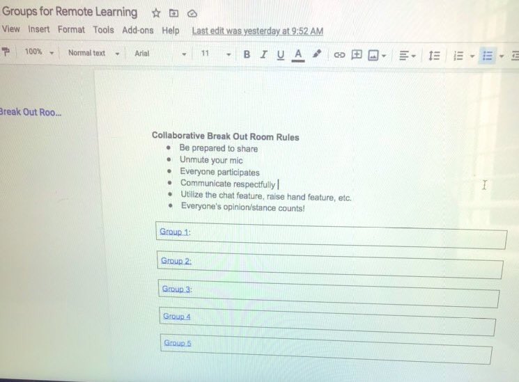 A poster I’ve had hanging on my classroom wall since 2005 reads “The expert in anything was once a beginner”! Trying out breakout rooms for the first time!!!