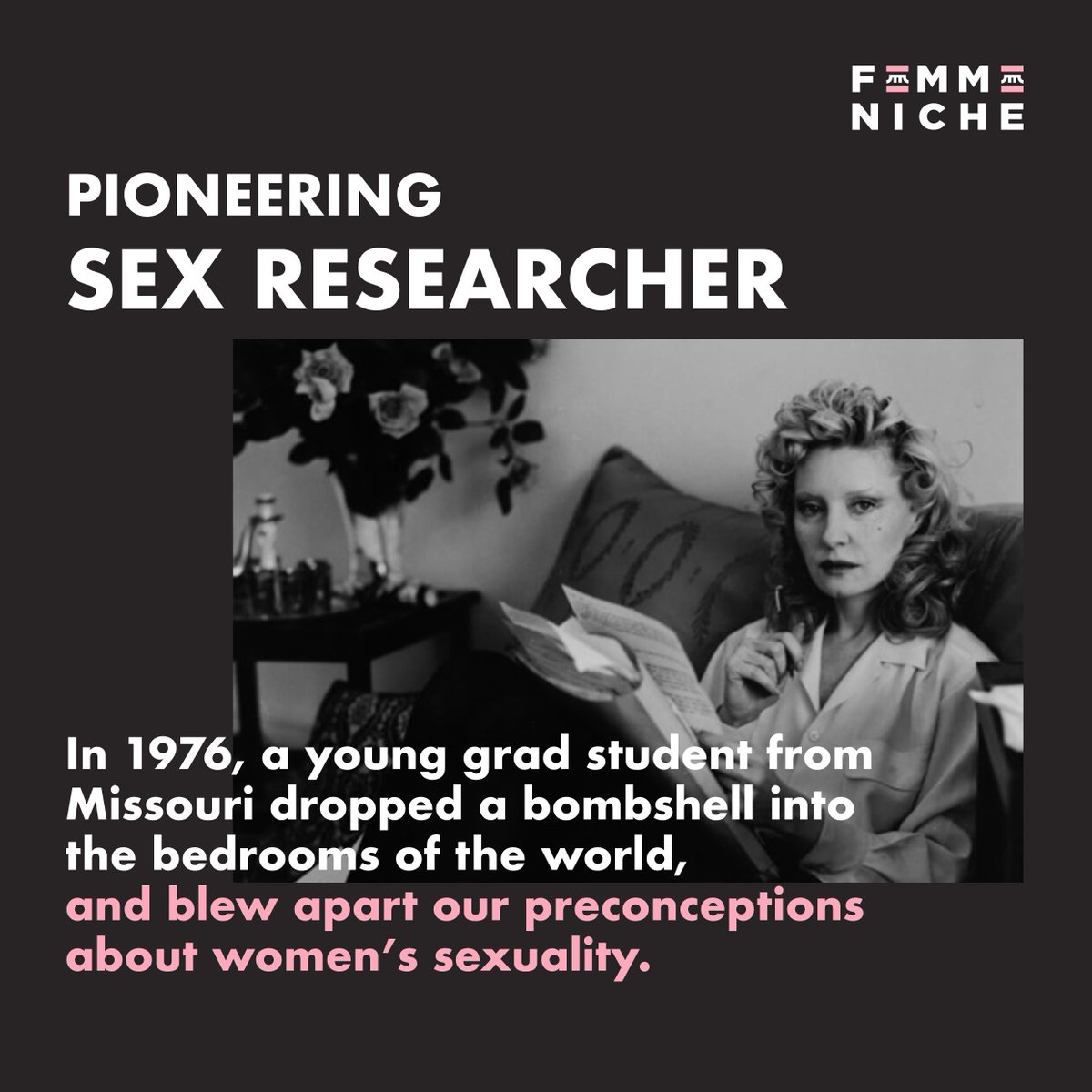FemmeNiche's tweet photo. Feminist and sexologist Shere Hite
For frustrated women faking orgasm, the report was a godsend, alerting women to their own #sexualpower, and informing men of the existence of the clitoris.
Read more on https://t.co/XHucfGZKu3
#sexuality #sexualtheme #orgasm #scandal #radical https://t.co/RCG2X3VLzg