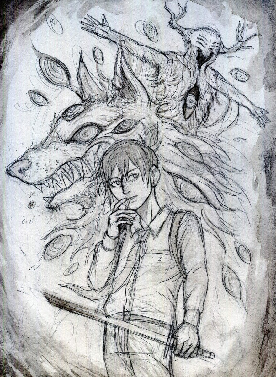 My inkwash drawing of Aki Hayakawa and friends 🦊

(go read chainsaw man)

#chainsawman 