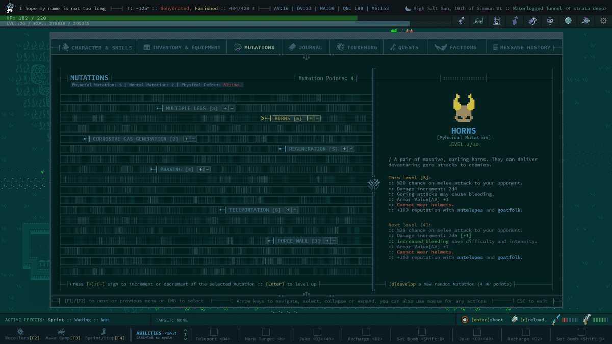 UI Design Log 4: #CavesOfQUD [Mutations]

#UI #uidesign #indiegames #IndieGameDev #gamedev #indiedev
