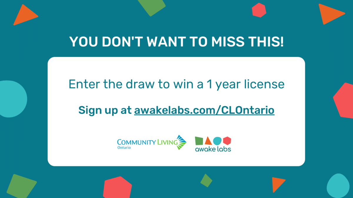 AwakeLabs's tweet photo. You don't want to miss this! Don't forget to enter to win a 1-year license of our technology and a smartwatch!  

#CLOCon2020 #InThisTogether #MyCommunityLivingMonth #Inclusion https://t.co/iAbAevwHUd