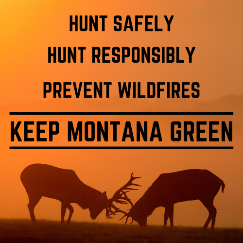 MontanaDNRC's tweet photo. Do you know what to do if you're out hunting and spot a wildfire? 🦌 Report it! Wildfires can spread quickly, so calling 9-1-1 to report smoke is important! 🔥 #MyMontanaHunt #MTFire #HunterEd #KeepMontanaGreen https://t.co/OoCXt3n27m