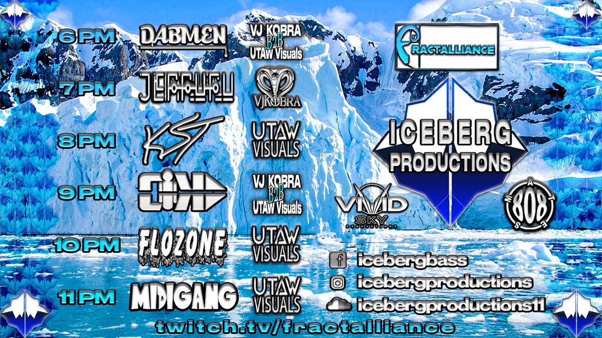 F R A C T A L L I A N C E (@fractalliance1) on Twitter photo TONIGHT 6PM-12AM <a href="/icebergprods/">Iceberg Productions</a> Presents: <a href="/midi__gang/">MiDi GANG</a> ! Mad love to <a href="/gspacebass/">G-Space</a> , <a href="/ran2ccio/">ran2ccio</a> , <a href="/UTAWvisuals/">UTAW Visuals</a> , <a href="/qveenvjkobra/">vj kobra 🍉</a> , <a href="/Jeffufufufu/">Jeffufu</a> , <a href="/flozonebass/">flozone</a> , <a href="/KennyStayTrill/">KST</a> , CRWDKD & DABMEN (@i_am_zandro + DEVOWR.) TONIGHT 6PM-12AM <a href="/icebergprods/">Iceberg Productions</a> Presents: <a href="/midi__gang/">MiDi GANG</a> ! Mad love to <a href="/gspacebass/">G-Space</a> , <a href="/ran2ccio/">ran2ccio</a> , <a href="/UTAWvisuals/">UTAW Visuals</a> , <a href="/qveenvjkobra/">vj kobra 🍉</a> , <a href="/Jeffufufufu/">Jeffufu</a> , <a href="/flozonebass/">flozone</a> , <a href="/KennyStayTrill/">KST</a> , CRWDKD & DABMEN (@i_am_zandro + DEVOWR.)