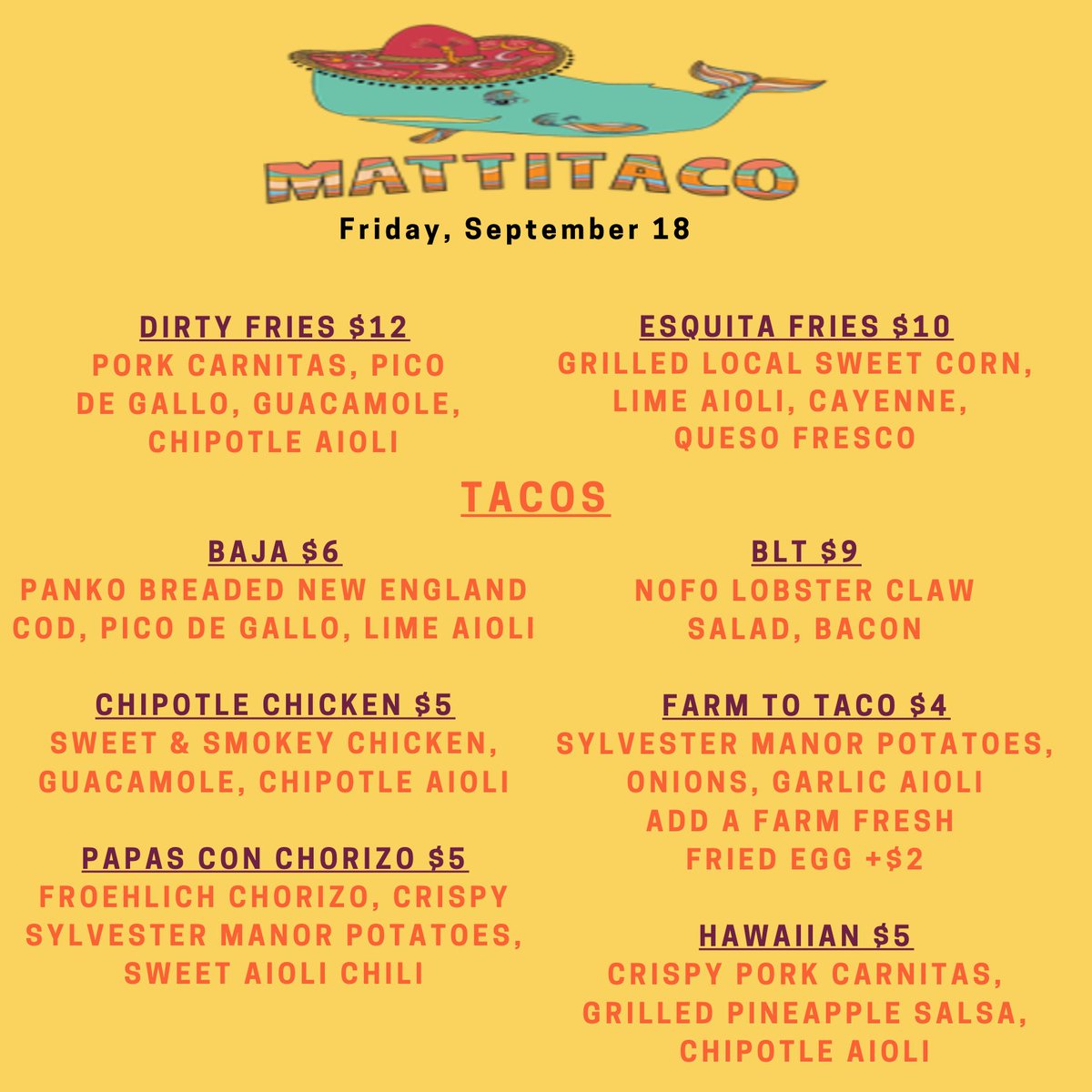 Come see what everyone's taco-ing about!🌮  Mattitaco will help you kick off your weekend with a variety of tacos for Foodie Friday from 1-7pm. The Farmstand will also be open late for your produce needs.
#sylvestermanor #sylvestermanoreducationalfarm #foodiefriday #mattitaco