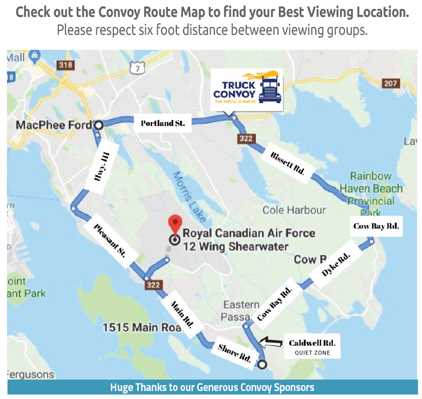 DT_Dartmouth's tweet photo. Tomorrow morning is the Truck Convoy to support Special Olympics in Nova Scotia.  Here's the route if you can support! @truckconvoyns https://t.co/LvX5DE1ysI