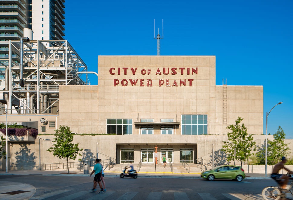 Give me some industrial flair, inspired by the power plant in Austin, Texas