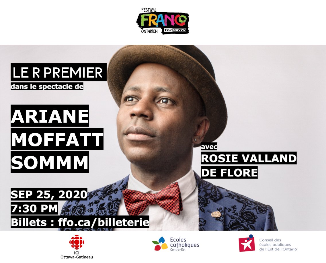 Premier événement en présentiel à Ottawa depuis l’été : @MoffattAriane et SOMMM au <a href="/FestivalFranco/">Festival Franco-Ontarien</a> !
Une immense joie d’y participer avec @RosieValland et De Flore ce 25 Septembre dès 19H30 (HAE)
⠀
J'ai vraiment hâte 😊
One love ♥️