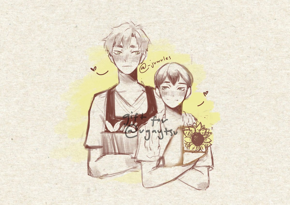 huliyawa's tweet photo. farmer kita x florist ushijima 🌺🌿✨

a gift for @ugaytsu for being one of my first commissioners and for her being super duper nice 🥺💗

#ushikita #ushijimawakatoshi  #kitashinsuke  #haikyuu #ハイキュー #artph https://t.co/3F0hYjvvPB