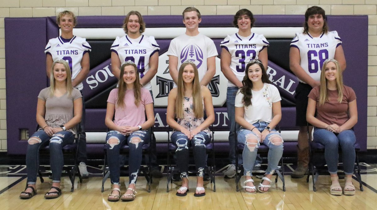 Tyler_Liger's tweet photo. Here’s this year’s @scc_titans  Homecoming Court.

Queen candidates are @kortriley18, @alayna_murley, Hallee Maulsby, @EmmaGeno1 and @BKorleski4. @cole_corey02, Blake Thompson, @hickscorey_45, @brennan_holder and @KeatonDaniel3 are the King candidates.

Coronation is on Sept. 23. https://t.co/vK9EjEMBzO